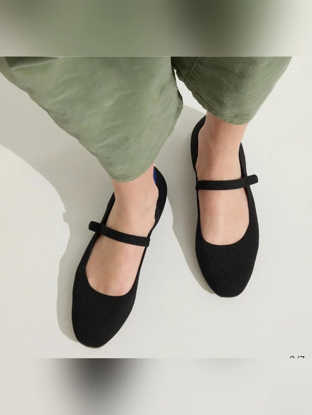 Rothy's NWOB The Square Mary Jane Flats Black with Blue Accent Size W10